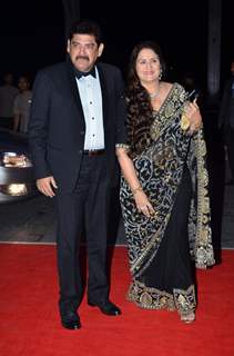 Pankaj Dheer with his wife were seen at Kush Sinha's Wedding Reception