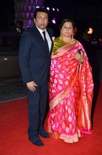 Shekhar Suman with his wife at Kush Sinha's Wedding Reception