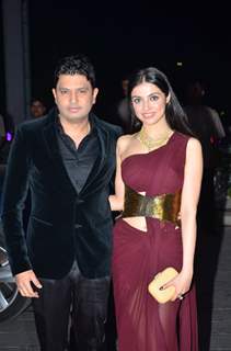 Bhushan Kumar poses with wife Divya Khosla at Kush Sinha's Wedding Reception