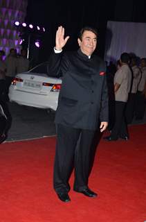 Randhir Kapoor poses for the media at Kush Sinha's Wedding Reception