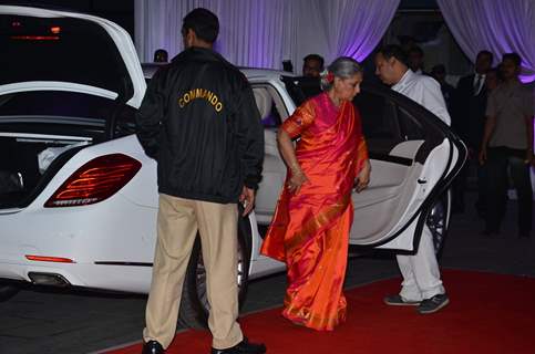 Jaya Bachchan was snapped at Kush Sinha's Wedding Reception