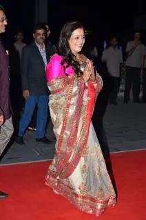 Poonam Sinha was snapped greeting guests at the Wedding Reception of Son Kush Sinha