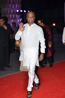 Rajinikanth was snapped at Kush Sinha's Wedding Reception