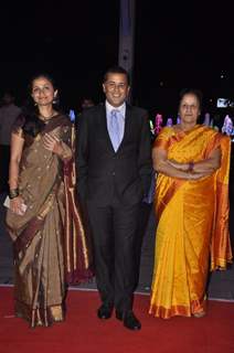 Chetan Bhagat poses with family at Kush Sinha's Wedding Reception