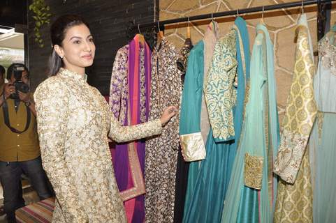 Gauahar Khan checks out the design at Hue Store