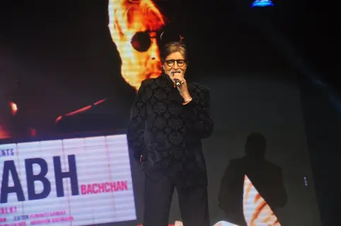 Amitabh Bachchan interacts with the audience at the Music Launch of Shamitabh