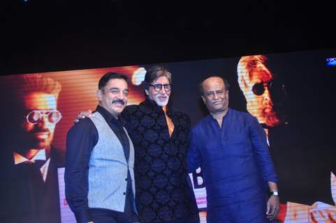 Celebs pose for the media at the Music Launch of Shamitabh