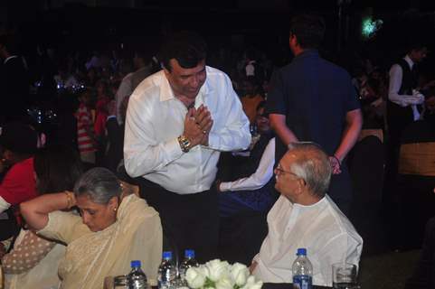 Anu Malik was snapped greeting Gulzar at the Music Launch of Shamitabh