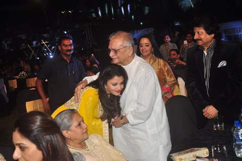 Aishwarya Rai Bachchan was snapped greeting Gulzar at the Music Launch of Shamitabh