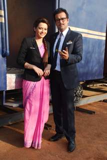 Rohit Roy and Samiksha Bhatnagar pose for the media at the Launch of 'Peterson Hill'