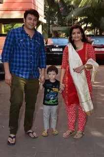 Rajesh Kumar with his family at Anurag Basu's Saraswati Pooja