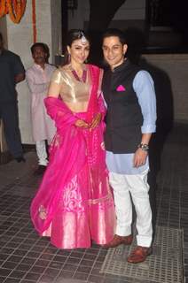 Soha Ali Khan and Kunal Khemu pose for the media at their Wedding Reception