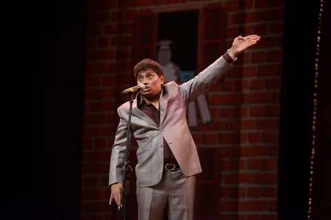 Johny Lever performs an act at Weirdass Pajama Event