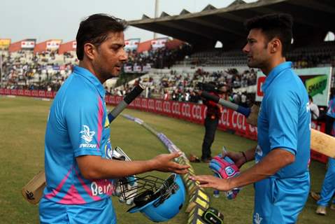 Varun Badola and Rajneesh Duggal were snapped at Mumbai Heroes Match at CCL