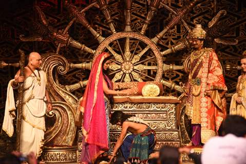 The cast enacts a scene during the Launch of Chakravartin Ashoka Samrat