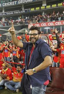 Daggubati Venkatesh poses for the media at CCL Match Between Mumbai Heroes and Telugu Warriors
