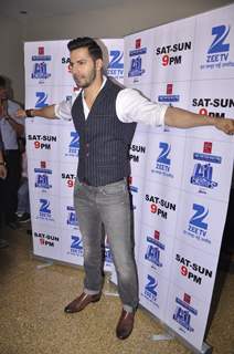 Varun Dhawan poses for the media at the Promotions of Badlapur on Sa Re Ga Ma Pa Li'l Champs 5