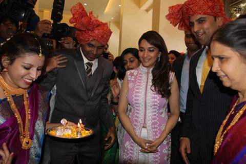 Madhuri Dixit Nene was snapped at the Inaugration of P.N. Gadgil Jewellers' New Showroom