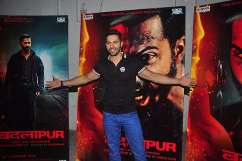 Varun Dhawan poses for the media at the Promotions of Badlapur