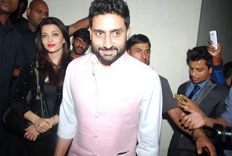 Abhishek Bachchan and Aishwarya Rai Bachchan were snapped at the Special Screening of Shamitabh
