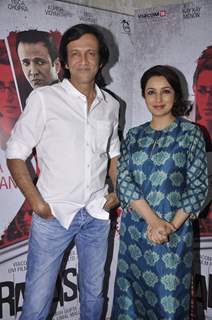 Tisca Chopra and Kay Kay Menon pose for the media at the Promotions of Rahasya