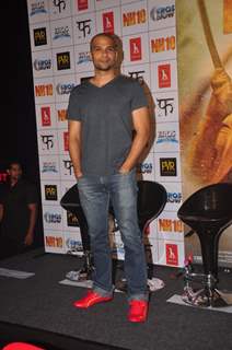 Neil Bhoopalam poses for the media at the Promotions of NH10