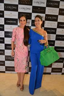 Tara Sharma poses with a friend at Lancome Promotional Event