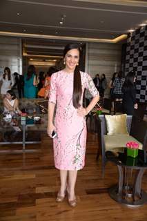 Tara Sharma poses for the media at Lancome Promotional Event