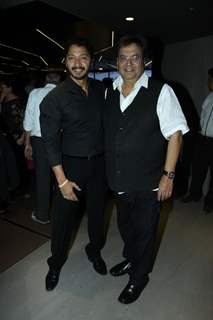 Shreyas Talpade poses with Subhash Ghai at the Premier of Marathi Movie Baji