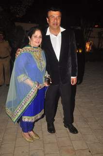 Anu Malik poses with wife at Hinduja Bash