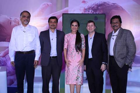 Tara Sharma poses with members at Johnson & Johnson Press Conference