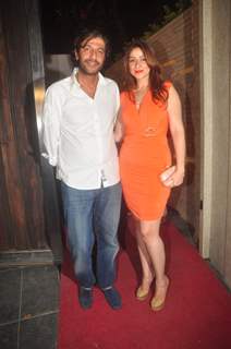 Chunky Pandey poses with wife at the Success Bash of Queen