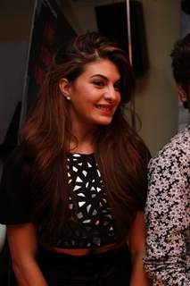 Jacqueline Fernandes smiles for the camera at the Promotions of Roy