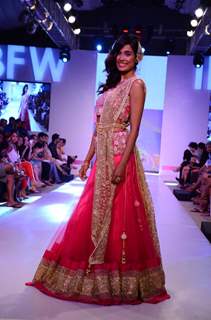 A model walks for Shougar Merchant at India Beach Fashion Week Finale