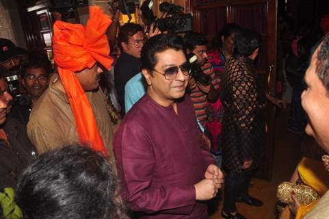 Raj Thackeray was snapped at Rahul Thackeray's Wedding Ceremony