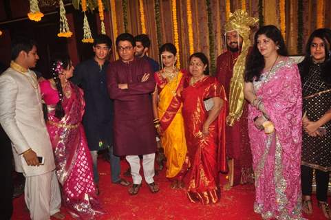 Raj Thackeray poses with the Wedding Couple Rahul and Aditi Thackeray