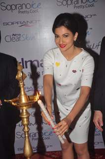 Gauahar Khan lights the lamp at the Inauguration of Alma Medical