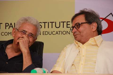 Subhash Ghai and Naseeruddin Shah were snapped while in conversation at the Launch of Stpaulsice.com