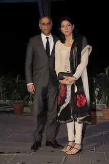 Priya Dutt with her husband at Smita Thackerey's Son's Wedding Reception