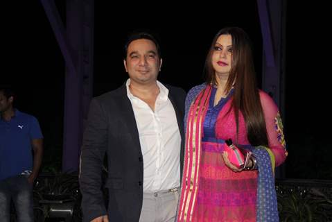 Ahmed Khan with his wife at Smita Thackerey's Son's Wedding Reception