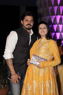 Sreesanth with his wife at Smita Thackerey's Son's Wedding Reception