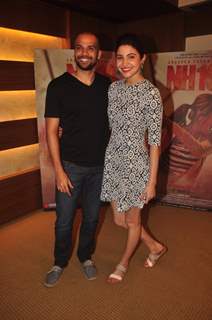 Anushka Sharma and Neil Bhoopalam pose for the media at the Promotions of NH10