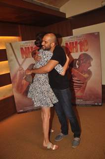 Anushka Sharma and Neil Bhoopalam were snapped greeting each other at the Promotions of NH10