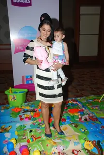 Kajol was snapped playing with a kid at Huggies Event