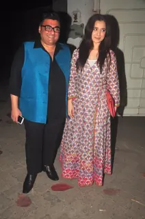 Simone Singh poses with Farhad Samar at the Special Screening of Badlapur