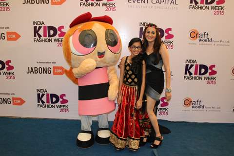 Smita Bansal poses with her daughter at India Kids Fashion Week 2015