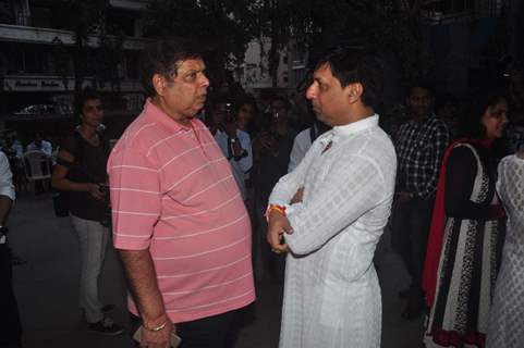 David Dhawan was snapped while in conversation with Madhur Bhandarkar at the Prayer Meet