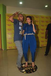 The cast of NH 10 strike a quirky pose at the Promotions at Radio Mirchi