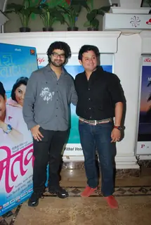 Swapnil Joshi poses with Siddharth Mahadevan at the Success Bash of Mitwa