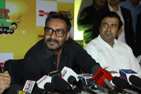 Ajay Devgn addresses the media at the Hajmola Chatpata No.1, Comic Hunt